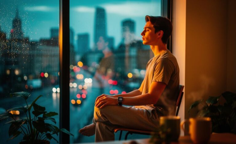 Illustration of a person practising a 10-minute daily meditation to reduce anxiety