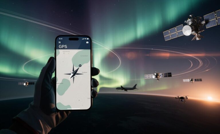 Illustration of Earth’s shifting magnetic poles and their potential impact on GPS accuracy in 2026