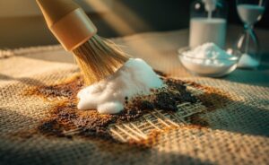 Illustration of removing old stains with baking soda using gentle absorption