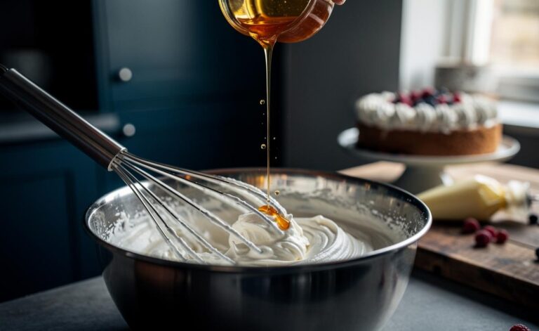 Illustration of a sprinkle of gelatin stabilizing whipped cream to maintain fluffiness longer