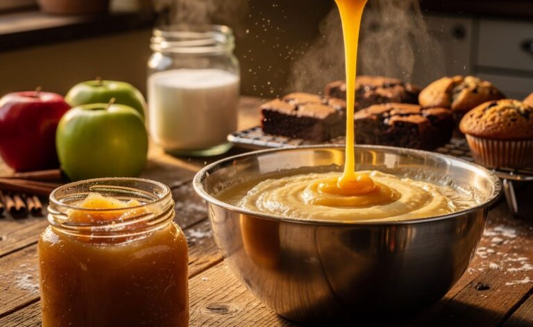 Illustration of apple sauce used to sweeten desserts naturally as a substitute for sugar