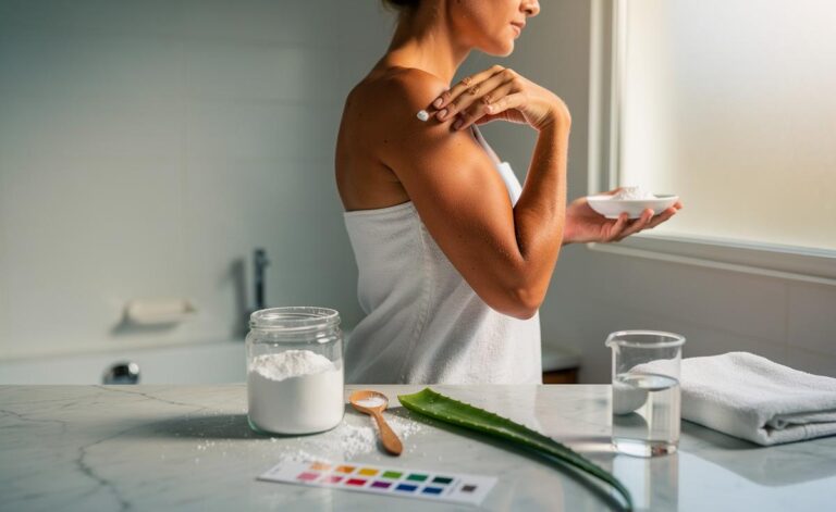 Illustration of the baking soda method for all-day fresh underarms and how alkalinity neutralises odour