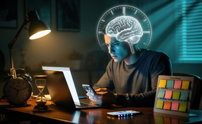 Illustration of the psychology of procrastination