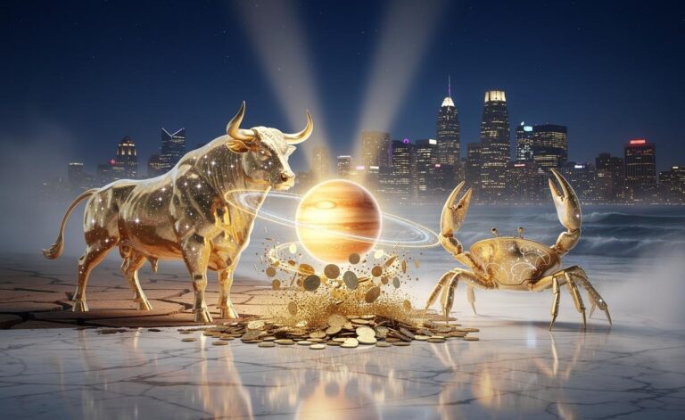 Illustration of two zodiac signs attracting sudden financial abundance on 1 January 2026