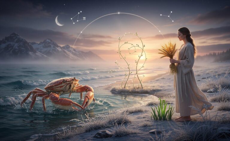 Illustration of Cancer and Virgo encountering miraculous growth on 7 January 2026