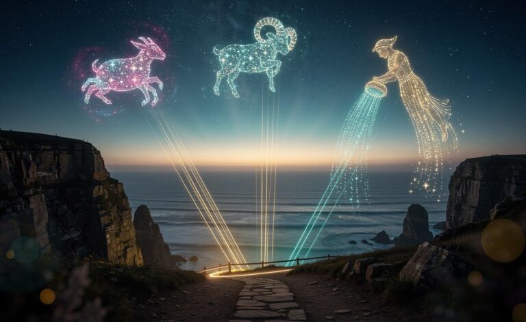 Illustration of three zodiac signs—Cancer, Aries, and Aquarius—attracting positive momentum on 4 January 2026