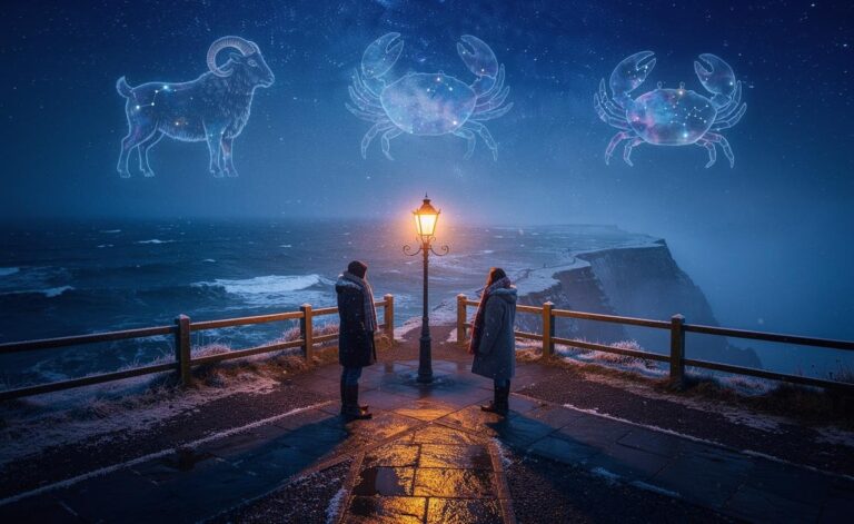 Illustration of the zodiac signs Aries, Cancer, and Capricorn confronting major life lessons on 7 January 2026