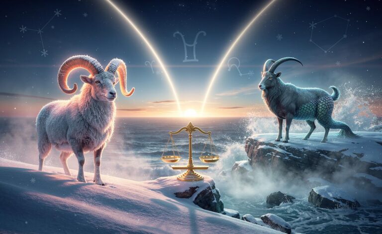 Illustration of Aries, Libra, and Capricorn embarking on a dynamic new journey on 5 January 2026