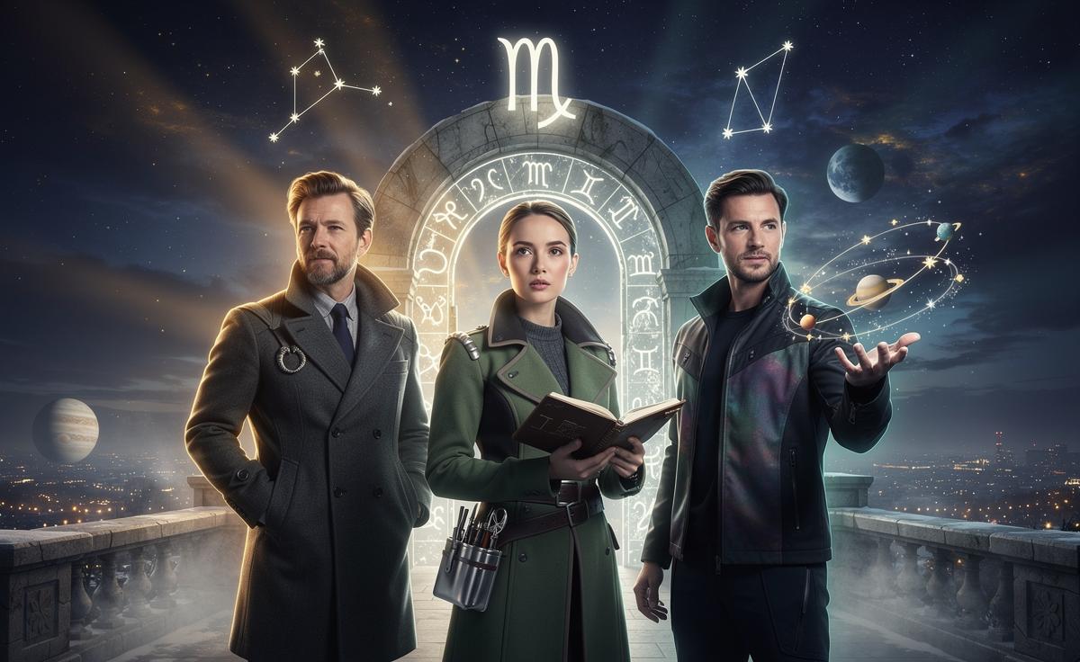 Illustration of Capricorn, Virgo, and Aquarius passing a major cosmic test on 1 January 2026, influenced by the Sun in Capricorn, Pluto in Aquarius, the Pisces–Virgo nodal axis, and Jupiter in Cancer