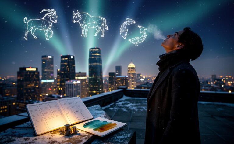 Illustration of Capricorn, Taurus, and Pisces receiving guidance from the universe on 6 January 2026