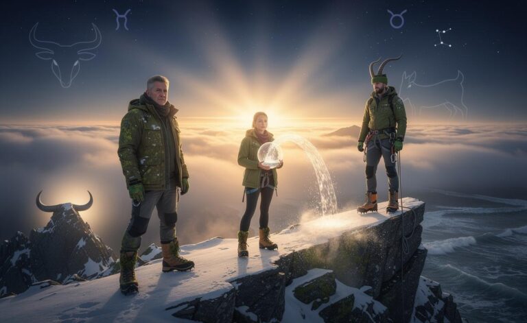 Illustration of Taurus, Aquarius, and Capricorn standing on the brink of major personal growth as of 5 January 2026