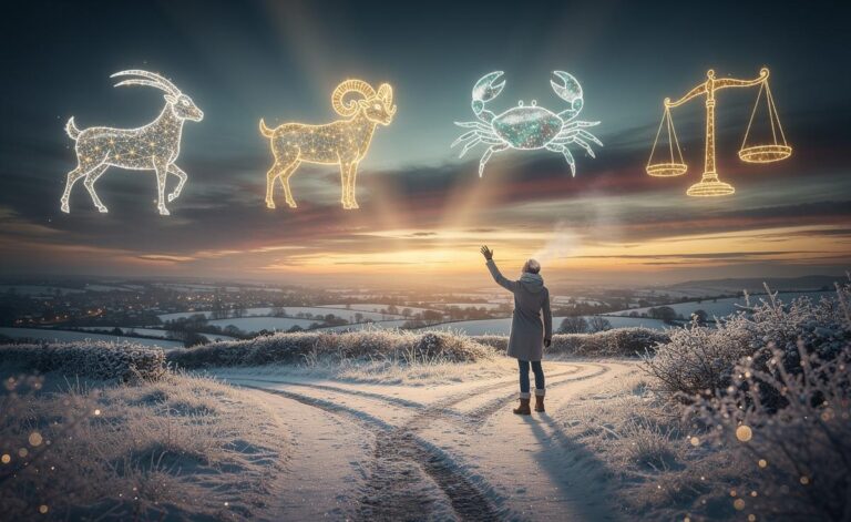 Illustration of the four zodiac signs—Capricorn, Aries, Cancer, and Libra—marking powerful new beginnings on 5 January 2026