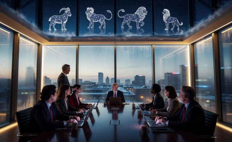 Illustration of the five zodiac signs—Capricorn, Aries, Scorpio, Leo, and Virgo—aligning with ambition on January 3, 2026