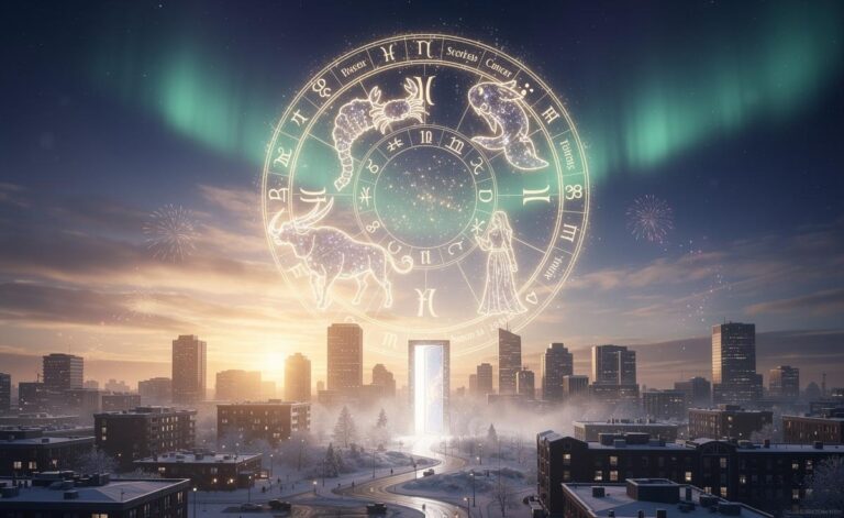 Illustration of the five zodiac signs Cancer, Scorpio, Pisces, Taurus, and Virgo starting a lucky new chapter on 1 January 2026