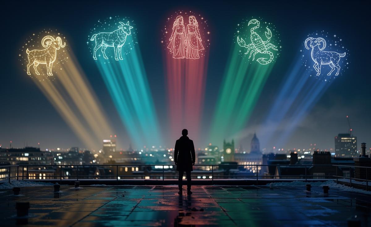 Illustration of five zodiac signs—Aries, Gemini, Virgo, Scorpio, and Capricorn—discovering new opportunities on 9 January 2026