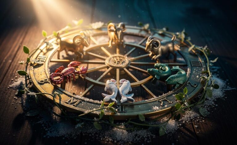 Illustration of the five zodiac signs Aries, Scorpio, Capricorn, Gemini, and Pisces highlighted on a zodiac wheel with a calendar showing 6 January 2026, symbolising transformation and growth