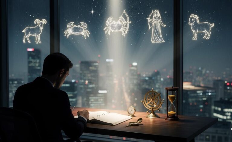 Illustration of the five zodiac signs – Aries, Cancer, Virgo, Sagittarius, and Capricorn – gaining insight into personal goals on 9 January 2026