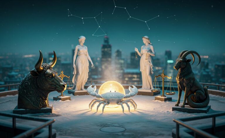 Illustration of five zodiac signs—Taurus, Cancer, Virgo, Libra, and Capricorn—radiating supportive energy on 2 January 2026