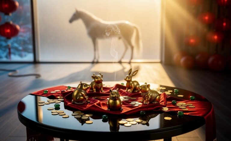 Illustration of six Chinese Zodiac signs attracting luck and good fortune on January 1, 2026