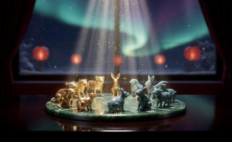 Illustration of six Chinese zodiac signs (Rat, Tiger, Rabbit, Dragon, Monkey, and Pig) receiving joyous insights on 6 January 2026