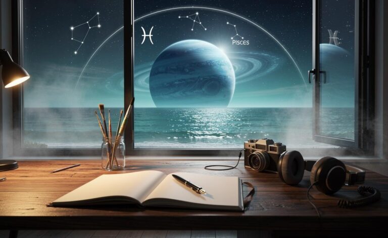 Illustration of Neptune in late Pisces inspiring creativity across the zodiac on 9 January 2026