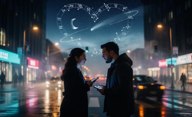 Illustration of a love horoscope for January 6, 2026, with relationships evolving unexpectedly