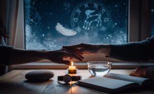 Illustration of a love horoscope for January 9, 2026 exploring deeper connections through practical, trust-building actions for singles and couples