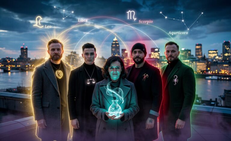 Illustration of the five zodiac signs—Leo, Libra, Scorpio, Capricorn, and Aquarius—radiating charisma and magnetism on 6 January 2026