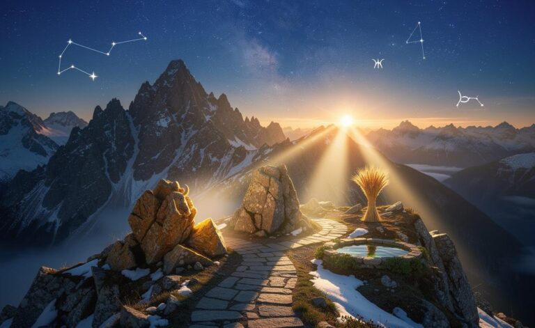 Illustration of the Sun in Capricorn illuminating the path for Taurus, Virgo, and Pisces on 7 January 2026