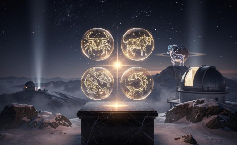 Illustration of the universe bestowing gifts on Cancer, Taurus, Pisces, and Scorpio on 7 January 2026 during Capricorn season