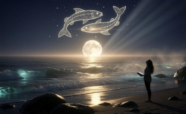 Illustration of the Moon entering Pisces on 9 January for the daily horoscope