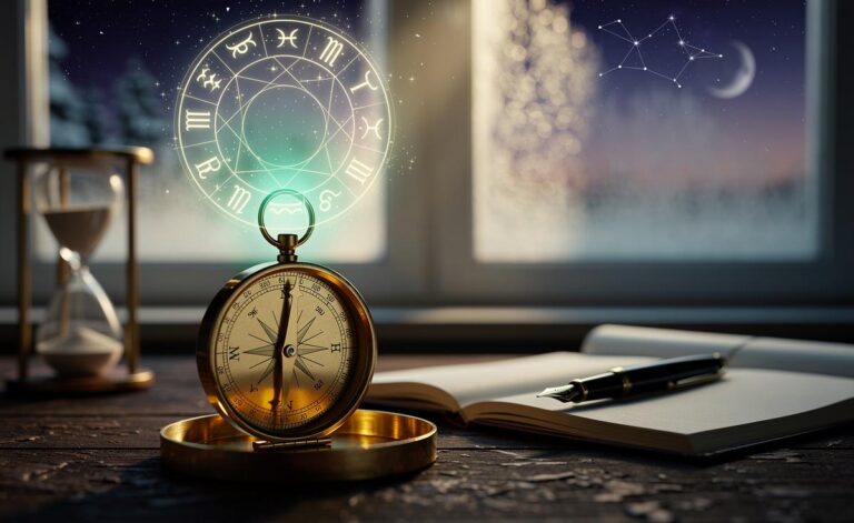 Illustration of the 2 January 2026 horoscope, featuring zodiac symbols, a calendar dated 2 January 2026, and a compass signifying a clearer direction